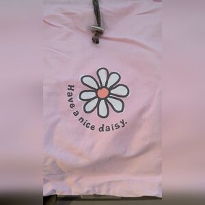 Life Is Good LIG Back Pack Cinch Sack Drawstring Pink Have A Nice Daisy